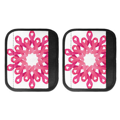 Pink Breast Cancer Ribbon Flower Print Handle Covers