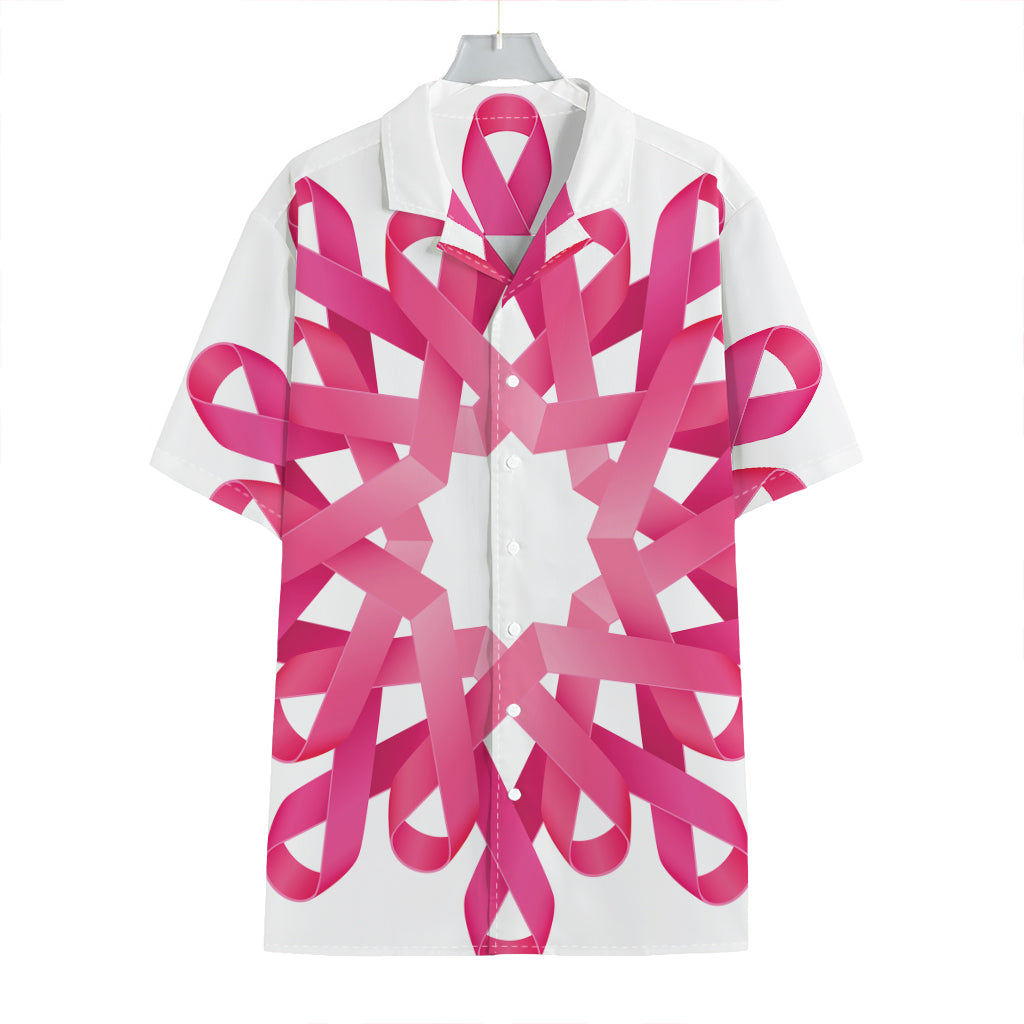 Pink Breast Cancer Ribbon Flower Print Hawaiian Shirt