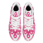 Pink Breast Cancer Ribbon Flower Print High Top Leather Sneakers