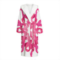 Pink Breast Cancer Ribbon Flower Print Hooded Bathrobe