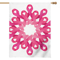 Pink Breast Cancer Ribbon Flower Print House Flag