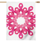 Pink Breast Cancer Ribbon Flower Print House Flag