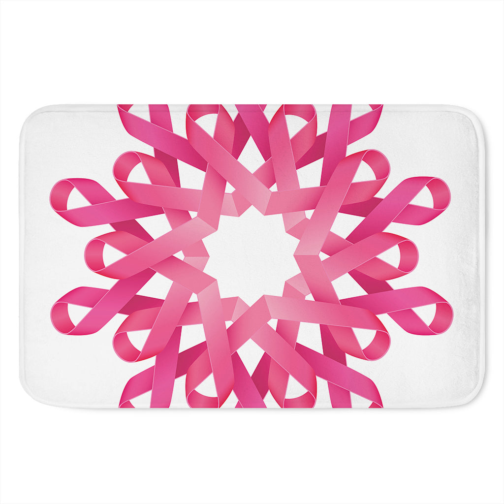 Pink Breast Cancer Ribbon Flower Print Indoor Door Mat