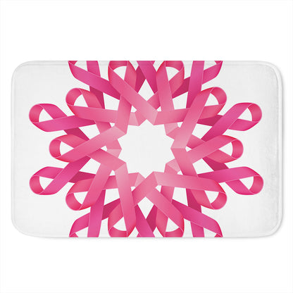 Pink Breast Cancer Ribbon Flower Print Indoor Door Mat