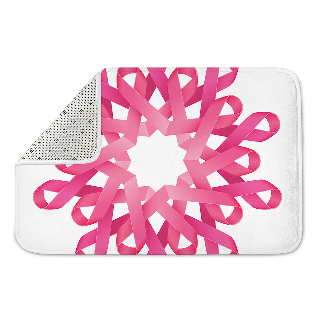 Pink Breast Cancer Ribbon Flower Print Indoor Door Mat