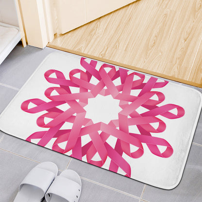 Pink Breast Cancer Ribbon Flower Print Indoor Door Mat