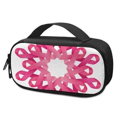 Pink Breast Cancer Ribbon Flower Print Insulin Cooler Travel Case