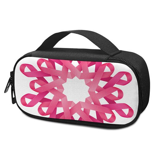 Pink Breast Cancer Ribbon Flower Print Insulin Cooler Travel Case