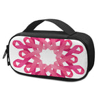 Pink Breast Cancer Ribbon Flower Print Insulin Cooler Travel Case