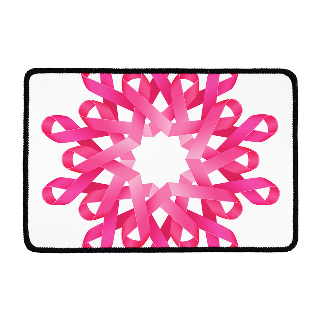 Pink Breast Cancer Ribbon Flower Print Kitchen Mat