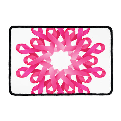 Pink Breast Cancer Ribbon Flower Print Kitchen Mat