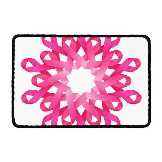 Pink Breast Cancer Ribbon Flower Print Kitchen Mat