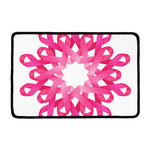 Pink Breast Cancer Ribbon Flower Print Kitchen Mat