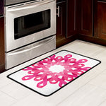 Pink Breast Cancer Ribbon Flower Print Kitchen Mat