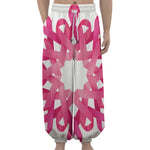 Pink Breast Cancer Ribbon Flower Print Lantern Pants