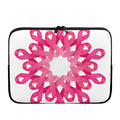 Pink Breast Cancer Ribbon Flower Print Laptop Sleeve