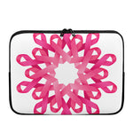 Pink Breast Cancer Ribbon Flower Print Laptop Sleeve