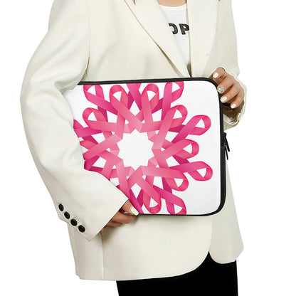 Pink Breast Cancer Ribbon Flower Print Laptop Sleeve