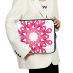 Pink Breast Cancer Ribbon Flower Print Laptop Sleeve