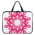 Pink Breast Cancer Ribbon Flower Print Laptop Sleeve With Handle