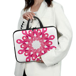 Pink Breast Cancer Ribbon Flower Print Laptop Sleeve With Handle