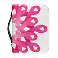 Pink Breast Cancer Ribbon Flower Print Leather Bible Cover