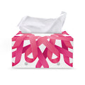 Pink Breast Cancer Ribbon Flower Print Leather Tissue Box Cover