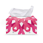 Pink Breast Cancer Ribbon Flower Print Leather Tissue Box Cover