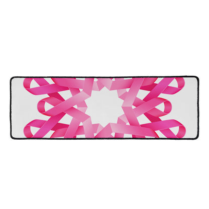 Pink Breast Cancer Ribbon Flower Print Long Kitchen Mat