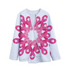 Pink Breast Cancer Ribbon Flower Print Long Sleeve Short Coat