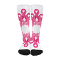 Pink Breast Cancer Ribbon Flower Print Long Socks