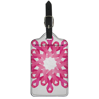Pink Breast Cancer Ribbon Flower Print Luggage Tag