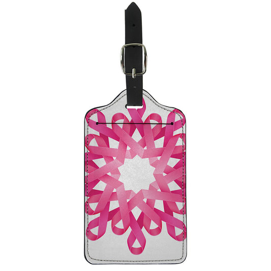 Pink Breast Cancer Ribbon Flower Print Luggage Tag