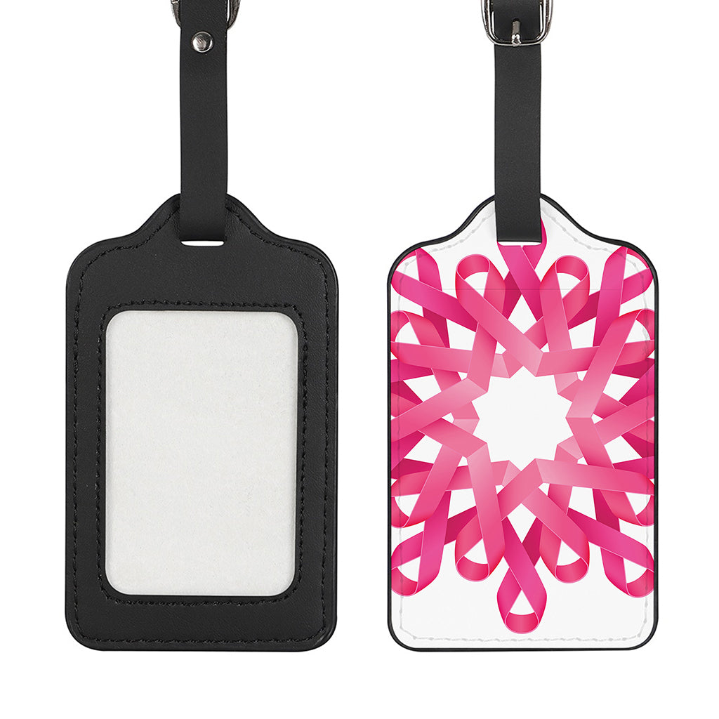 Pink Breast Cancer Ribbon Flower Print Luggage Tag