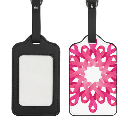 Pink Breast Cancer Ribbon Flower Print Luggage Tag