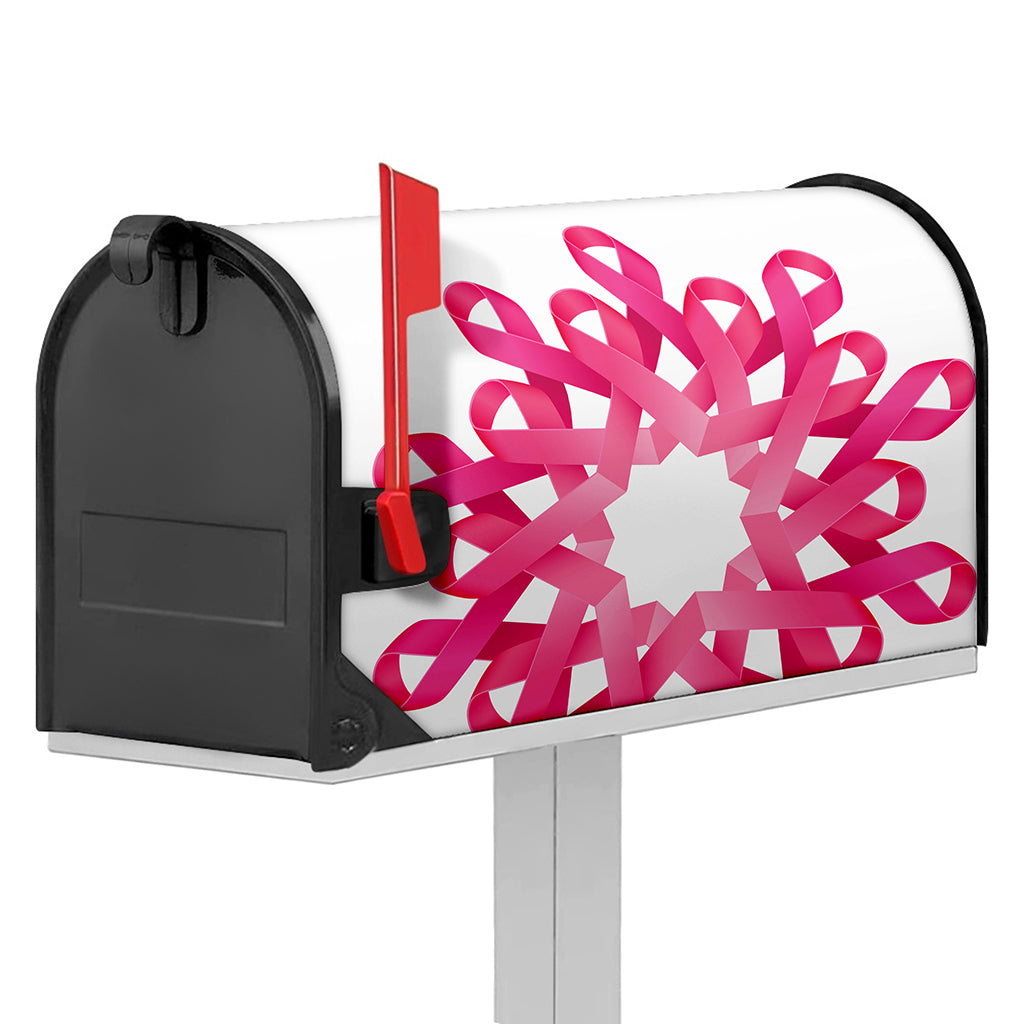 Pink Breast Cancer Ribbon Flower Print Mailbox Cover