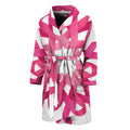 Pink Breast Cancer Ribbon Flower Print Men's Bathrobe