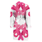 Pink Breast Cancer Ribbon Flower Print Men's Bathrobe
