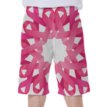 Pink Breast Cancer Ribbon Flower Print Men's Beach Shorts