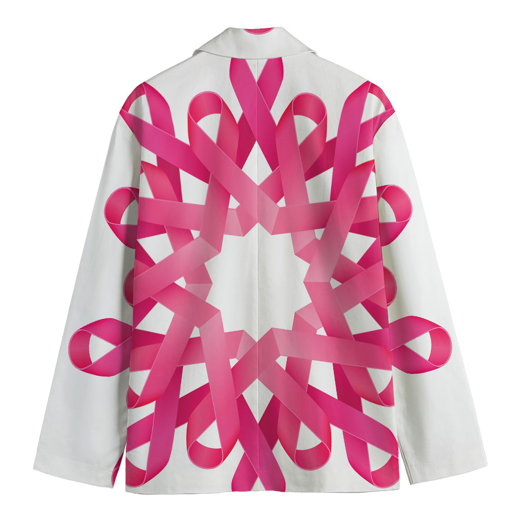 Pink Breast Cancer Ribbon Flower Print Men's Blazer