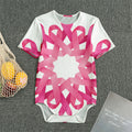 Pink Breast Cancer Ribbon Flower Print Men's Bodysuit