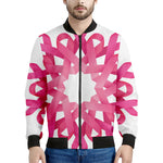 Pink Breast Cancer Ribbon Flower Print Men's Bomber Jacket