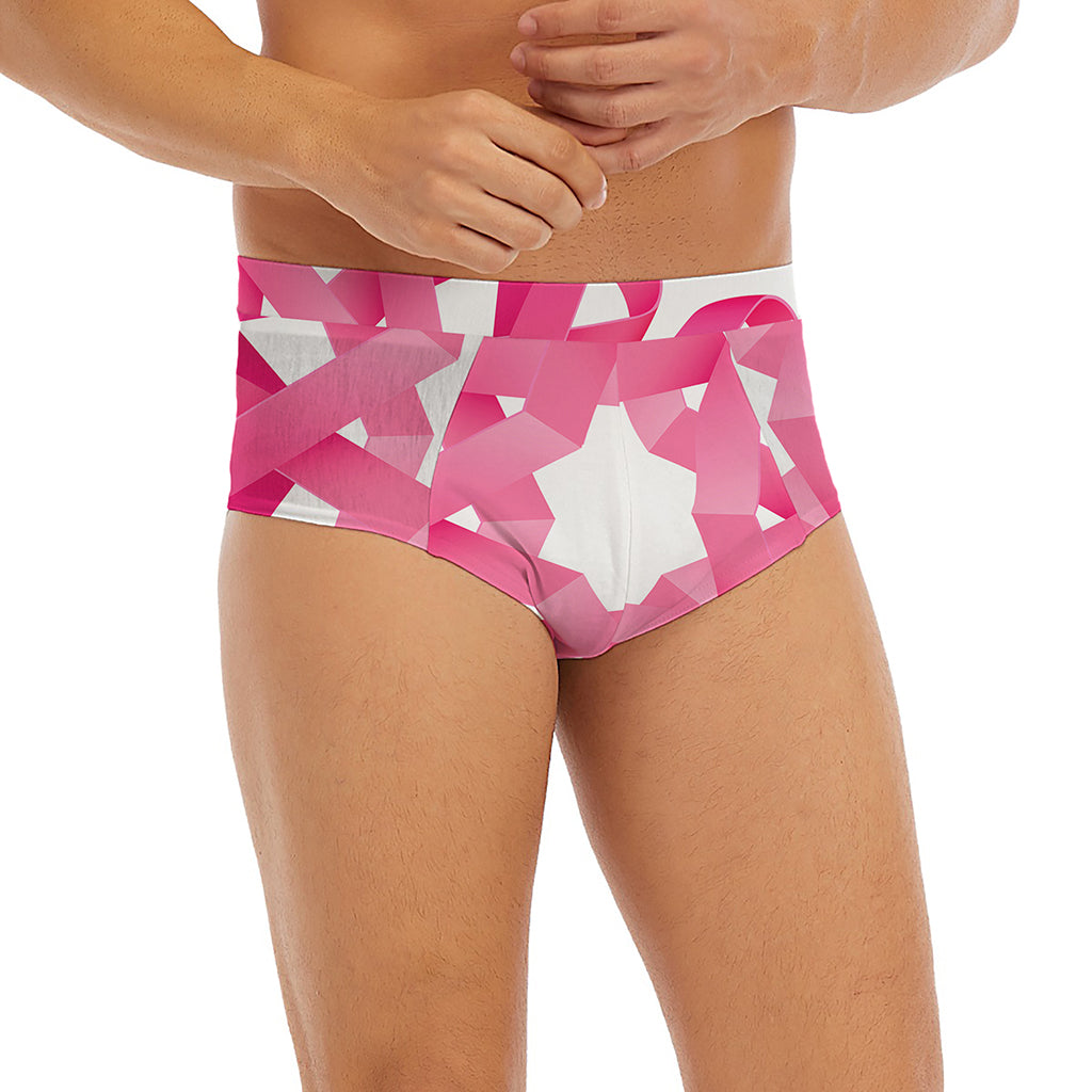Pink Breast Cancer Ribbon Flower Print Men's Briefs