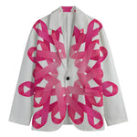 Pink Breast Cancer Ribbon Flower Print Men's Cotton Blazer