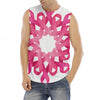 Pink Breast Cancer Ribbon Flower Print Men's Fitness Tank Top