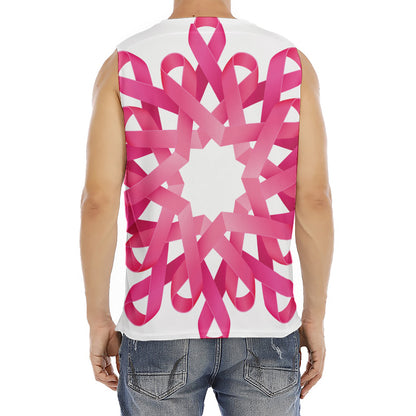 Pink Breast Cancer Ribbon Flower Print Men's Fitness Tank Top