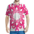 Pink Breast Cancer Ribbon Flower Print Men's Polo Shirt