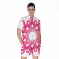 Pink Breast Cancer Ribbon Flower Print Men's Romper