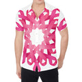 Pink Breast Cancer Ribbon Flower Print Men's Shirt