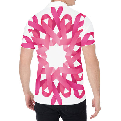 Pink Breast Cancer Ribbon Flower Print Men's Shirt